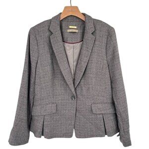 Talbots Italian Woven wool blend Womens Blazer Jacket Gray Tweed Size 12